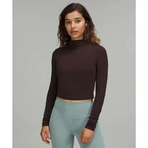 Lululemon All Aligned Mock Neck Long Sleeve Nulu, French Press, Size 6